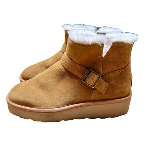 Koolaburra Tan Winter Boots with White Fur
